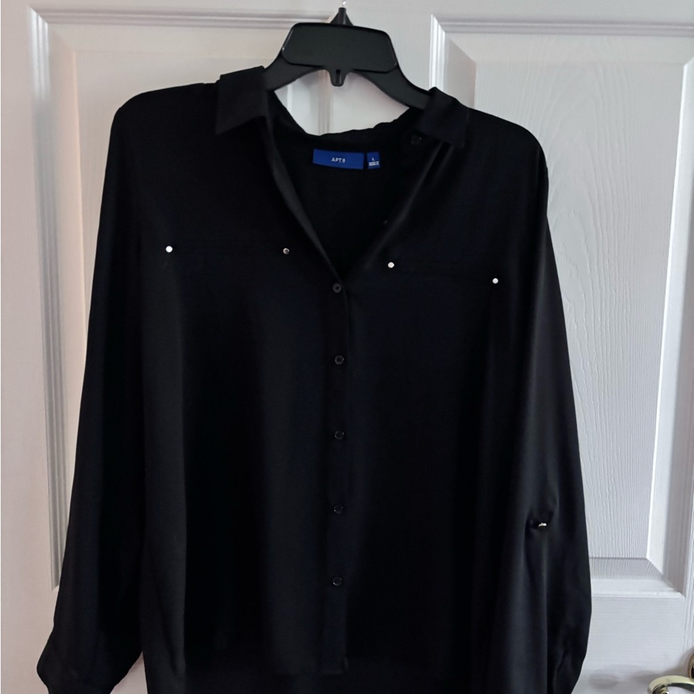 Apt. 9 Black Casual Button Down Shirt